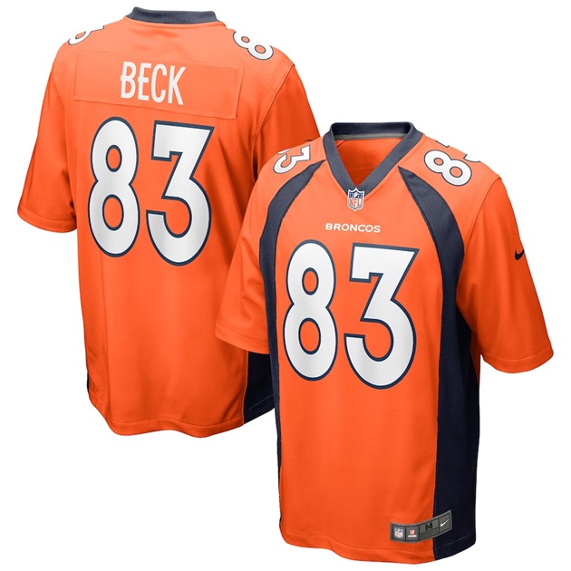 mens nike andrew beck orange denver broncos game jersey